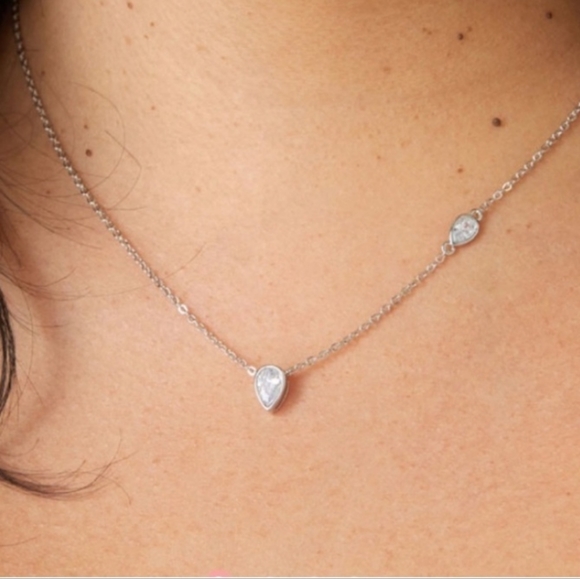 Kenneth Jay Lane Jewelry - 2/$55!! Pear Bezel Set Pendant Necklace CZ